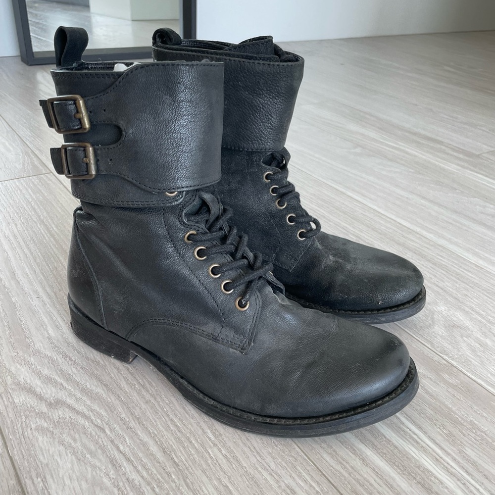 Genuine goat leather combat boots